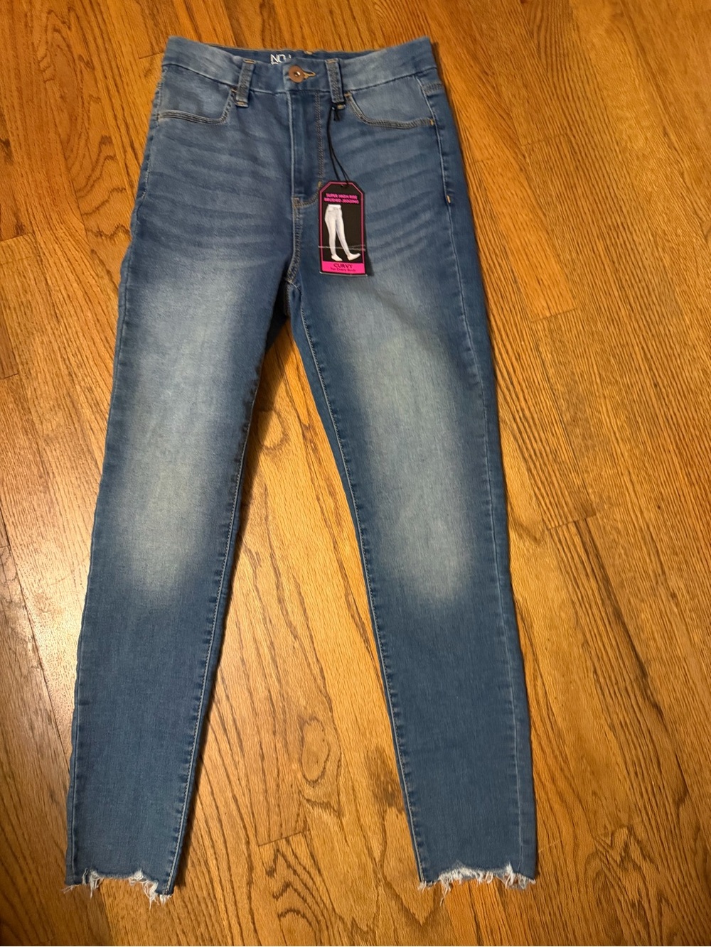 No Boundaries Light Blue Skinny Jeans with Raw Hem